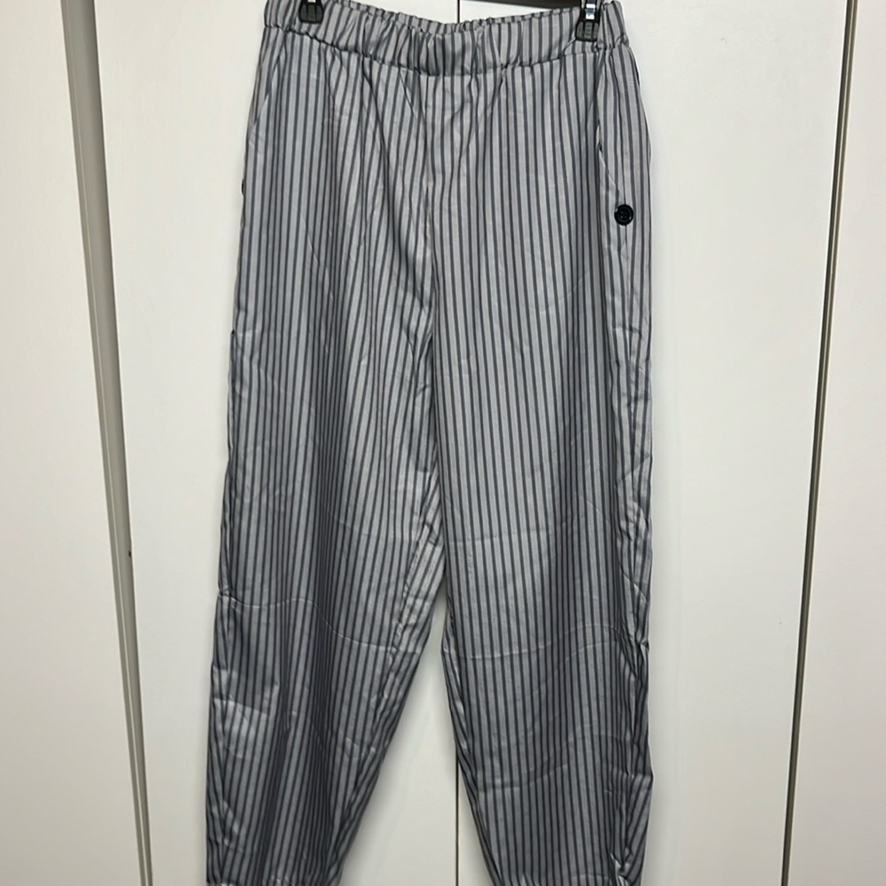 Striped Gray Pants Stretch Waist - Picture 1 of 11